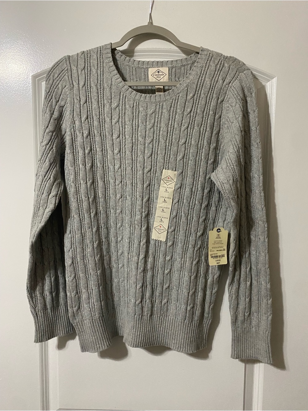 St. John's Bay Light Gray Cable Knit Crewneck Sweater